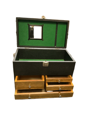 Portable Machinist’s Tool Chest with Four Wooden Drawers & Mirrored Lid