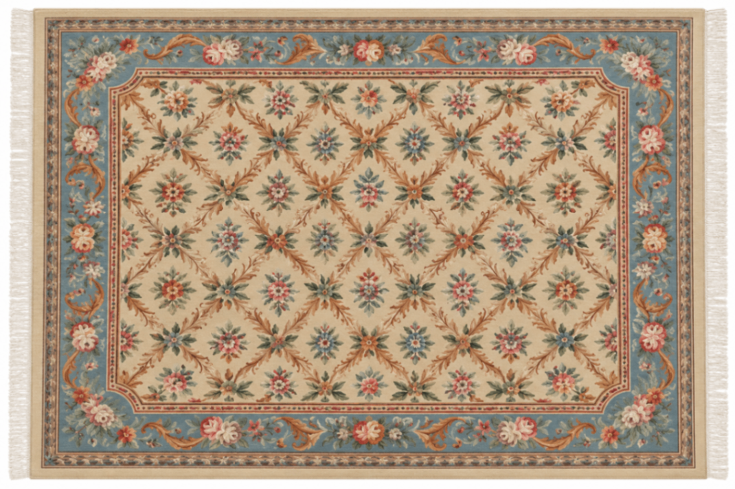 Antique Chinese Handmade Wool Carpet 12' 3" x 8' 10"