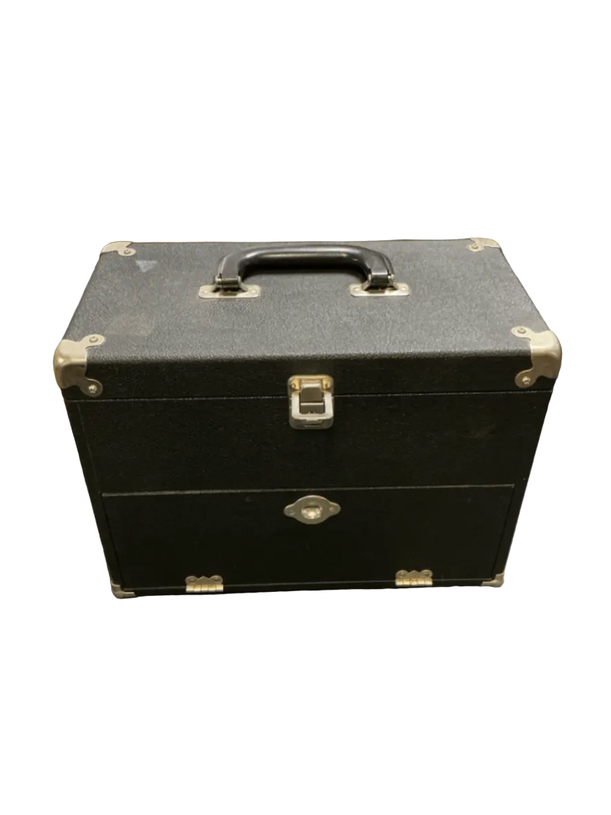 Vintage Professional Make-Up Artist Anvil Travel Case Four Wooden Drawers & Mirrored Lid
