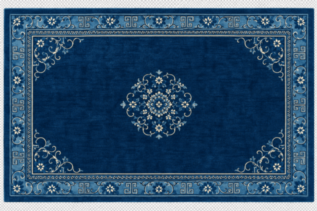 Chinese Art Deco Style Blue Wool Area Rug 11'9" x 14'8"