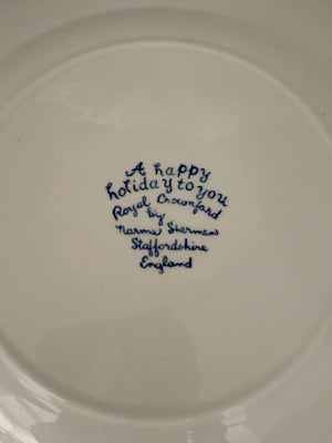 Royal Crownford by Norma Sherman 1978 “Merry Christmas” Blue-and-White Collector Plate