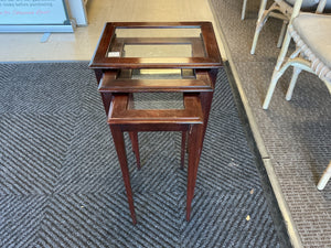 Unknown Mahogany Glass Top Nesting Tables