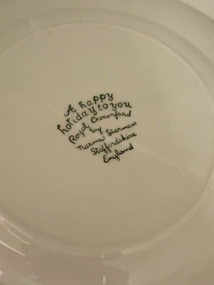 Royal Crownford by Norma Sherman 1980 “Merry Christmas” Green-and-White Collector Plate