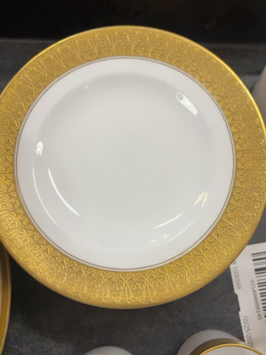 Royal Crown Derby Gold Scroll Border Bone China Dinnerware Set, 46 Pieces