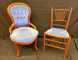 Unknown Wood, velvet/velour upholstery, bamboo/rattan