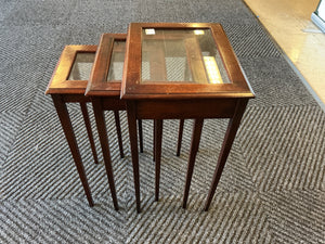 Unknown Mahogany Glass Top Nesting Tables