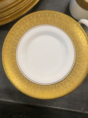 Royal Crown Derby Gold Scroll Border Bone China Dinnerware Set, 46 Pieces