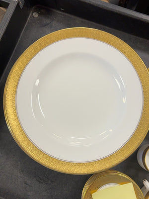 Royal Crown Derby Gold Scroll Border Bone China Dinnerware Set, 46 Pieces