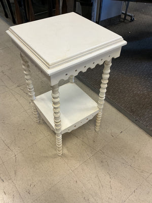 Off White Spindle Leg End / Side Table 15.5" x 15.5" x 28.5"