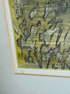 Framed Etching, Landscape With Trees