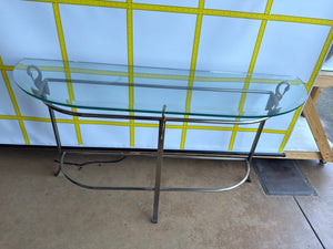 Brass And Glass Demilune Console