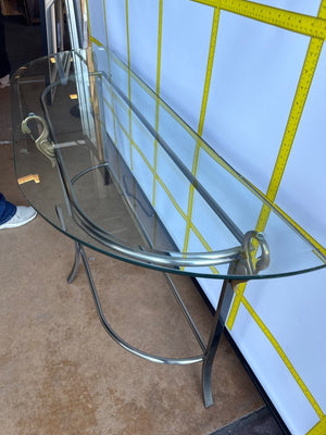 Brass And Glass Demilune Console