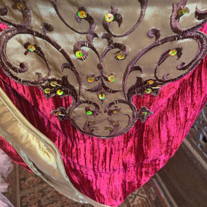 Gold Satin Red Velvet Table Runner