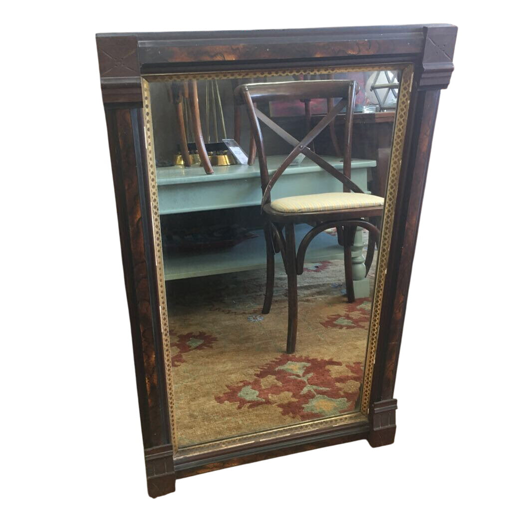 Antique Carved Mahogany Mirror 36.5"/23" by Miss Daisy's Consignment & Auction House