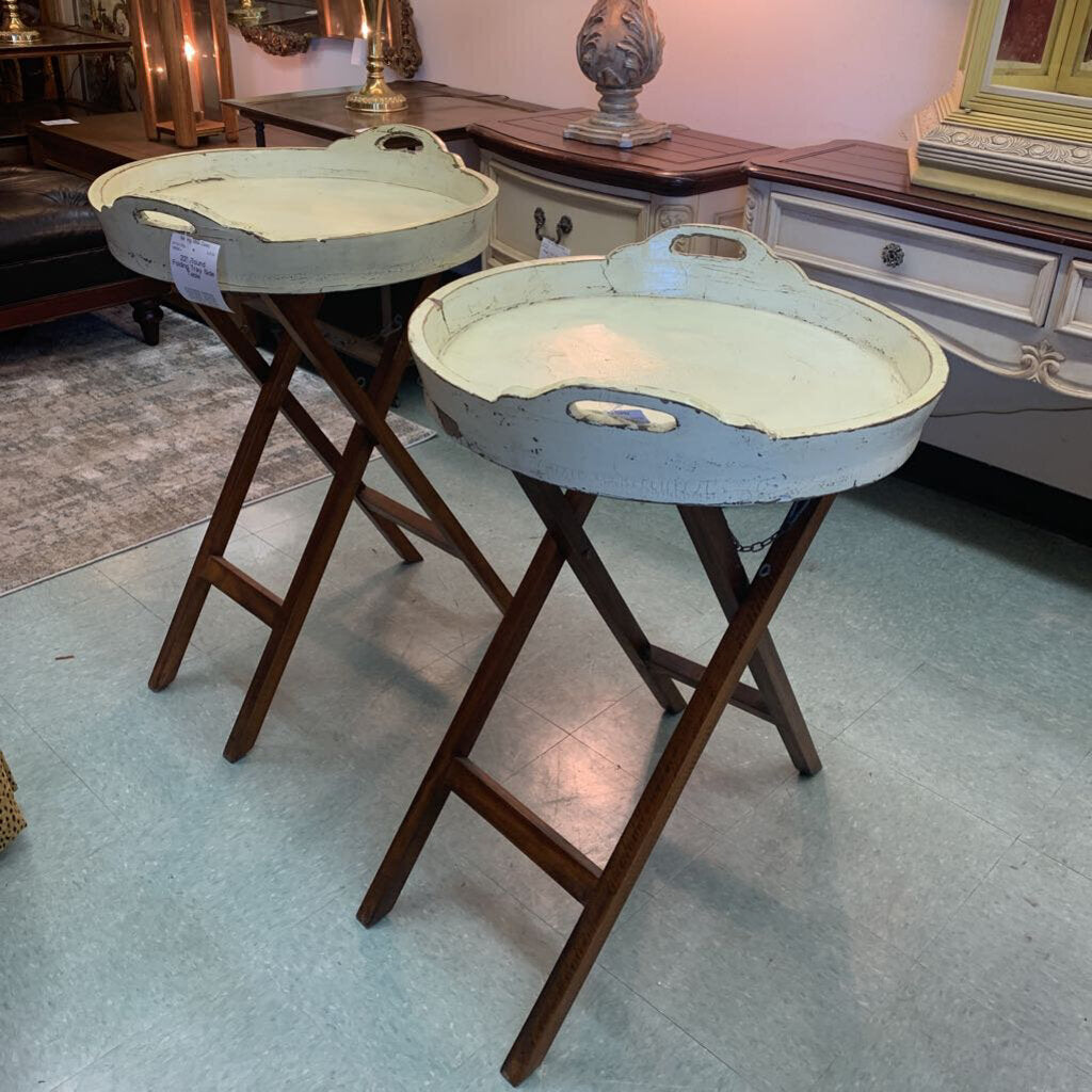 Round Folding Tray Side Table 22 Inch Used Furniture