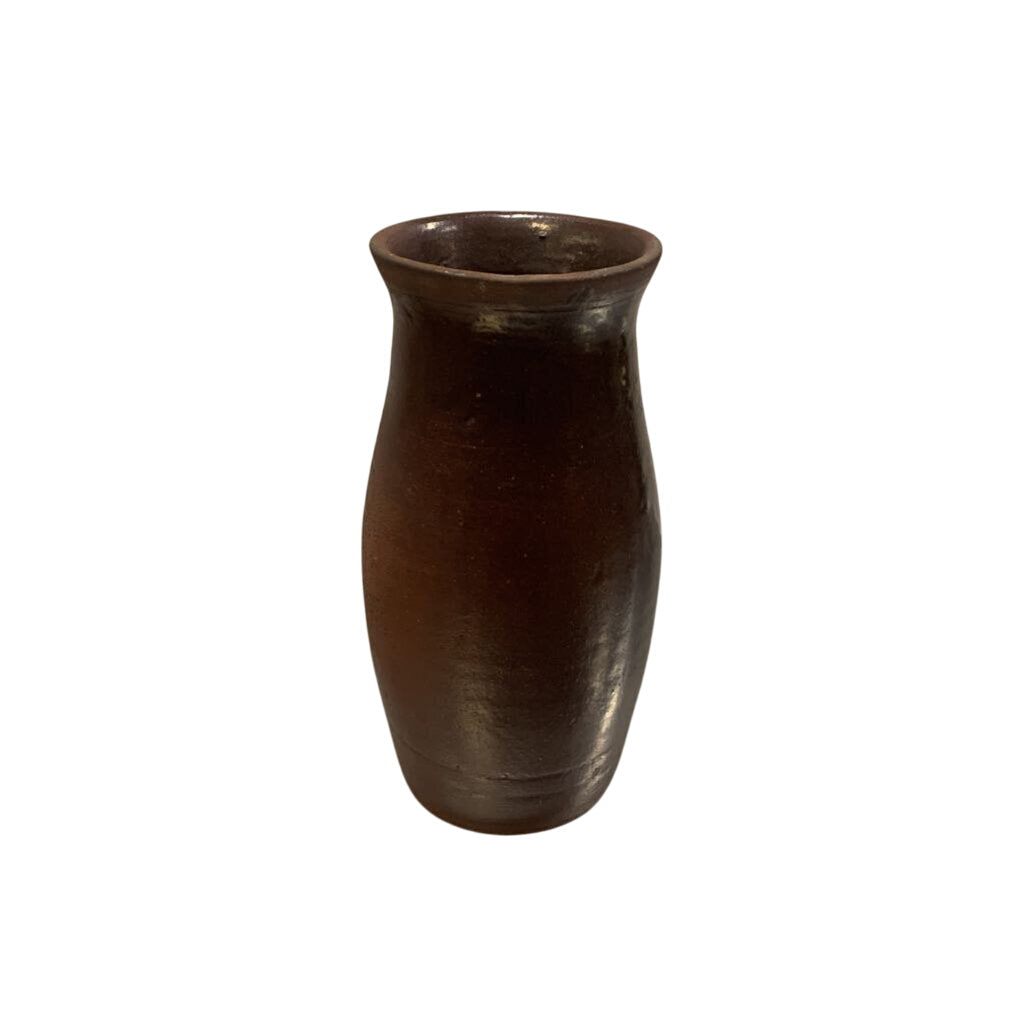 Glazed Redware Vase 9" by Miss Daisy's Consignment & Auction House