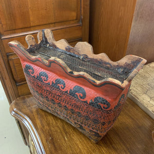 Red and Black Lacquer Woven Basket Lidded