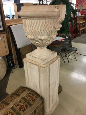 White Planter Urn Pedestal 69in Tall 18in Diam
