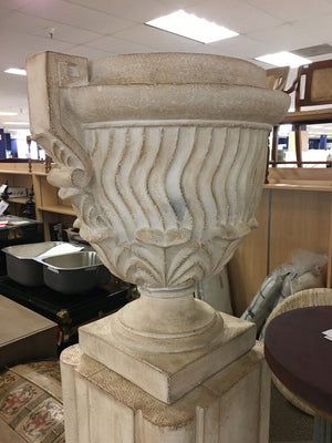 White Planter Urn Pedestal 69in Tall 18in Diam