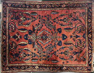 Persian Red Saruk Rug with Blue, Green and Orange Accents - Wool on Cotton Foundation