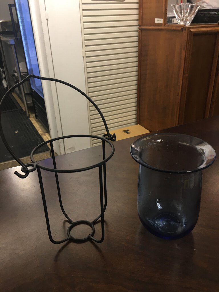 Blown Glass Cobalt Blue Hanging Candle Holder Votive
