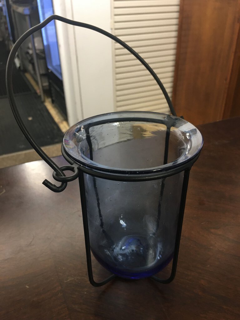 Blown Glass Cobalt Blue Hanging Candle Holder Votive