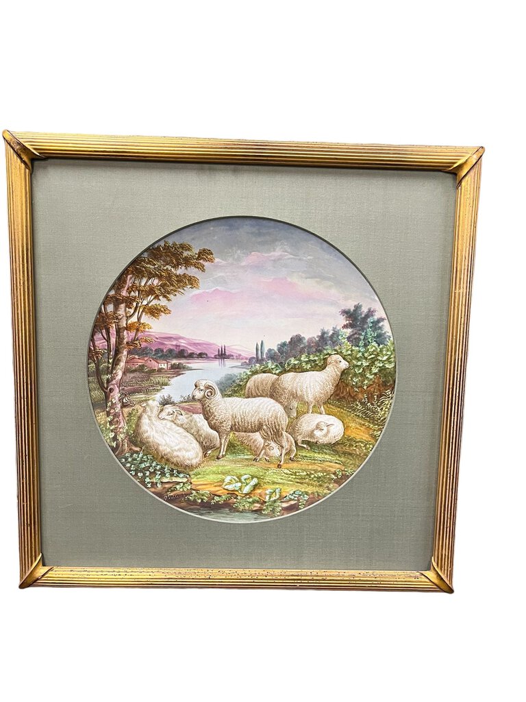 Sheep In Tuscany Hand Painted Porcelain Wall Platter