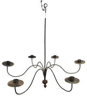 6 Arm Wrought Iron Candle Chandelier w/Chain by Miss Daisy's Consignment & Auction House