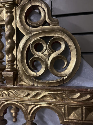 Portuguese Gilt Wood Double Arcade Bed Head by Miss Daisy's Consignment & Auction House