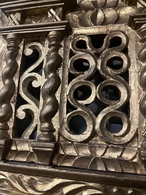 Portuguese Gilt Wood Double Arcade Bed Head by Miss Daisy's Consignment & Auction House