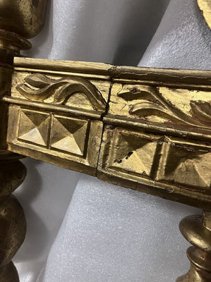 Portuguese Gilt Wood Double Arcade Bed Head by Miss Daisy's Consignment & Auction House