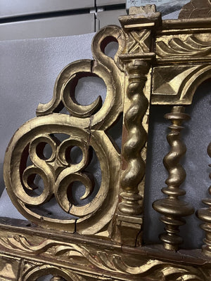 Portuguese Gilt Wood Double Arcade Bed Head by Miss Daisy's Consignment & Auction House