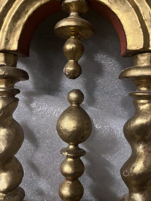 Portuguese Gilt Wood Double Arcade Bed Head by Miss Daisy's Consignment & Auction House