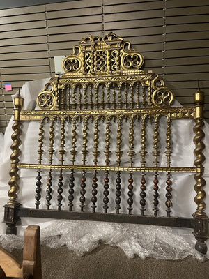 Portuguese Gilt Wood Double Arcade Bed Head by Miss Daisy's Consignment & Auction House