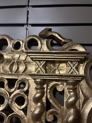 Portuguese Gilt Wood Double Arcade Bed Head by Miss Daisy's Consignment & Auction House