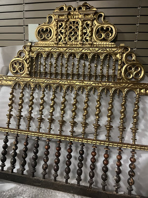 Portuguese Gilt Wood Double Arcade Bed Head by Miss Daisy's Consignment & Auction House