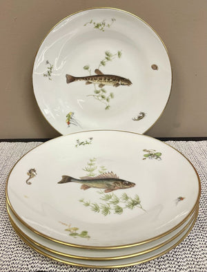 Richard Ginori Fish Quenelle Smooth Pattern Plates (4-Pcs)