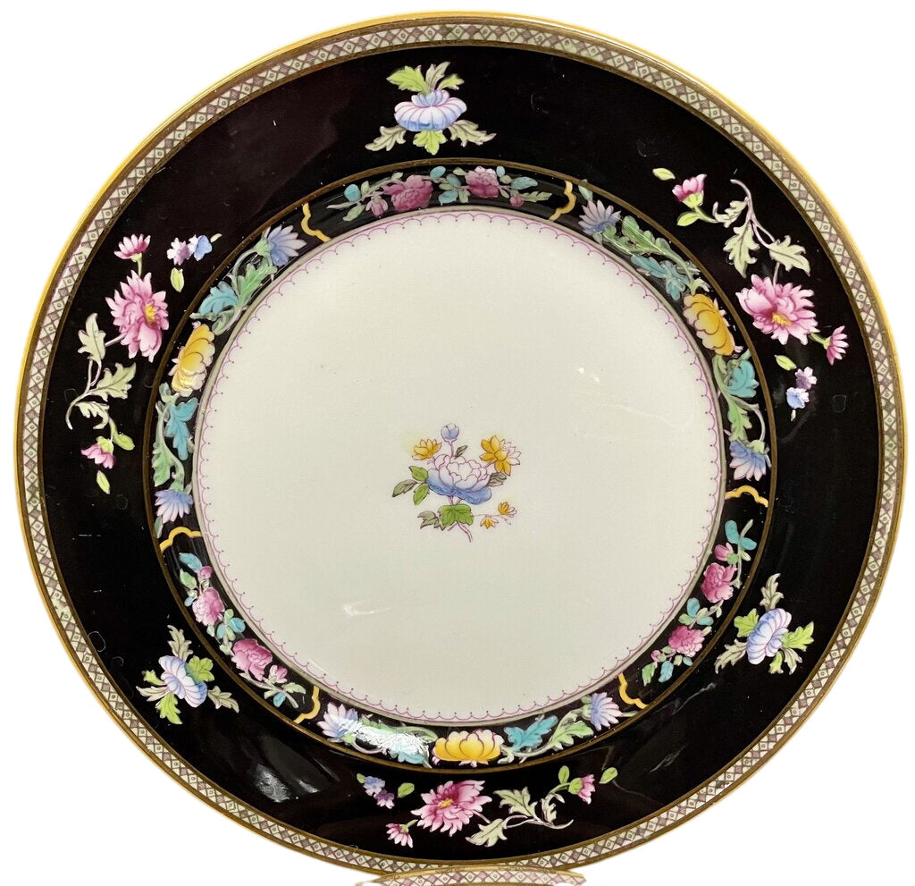 Royal Doulton HB9749 Black Border Floral Plate 10"
