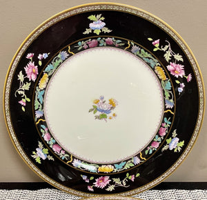 Royal Doulton HB9749 Black Border Floral Plate 10"