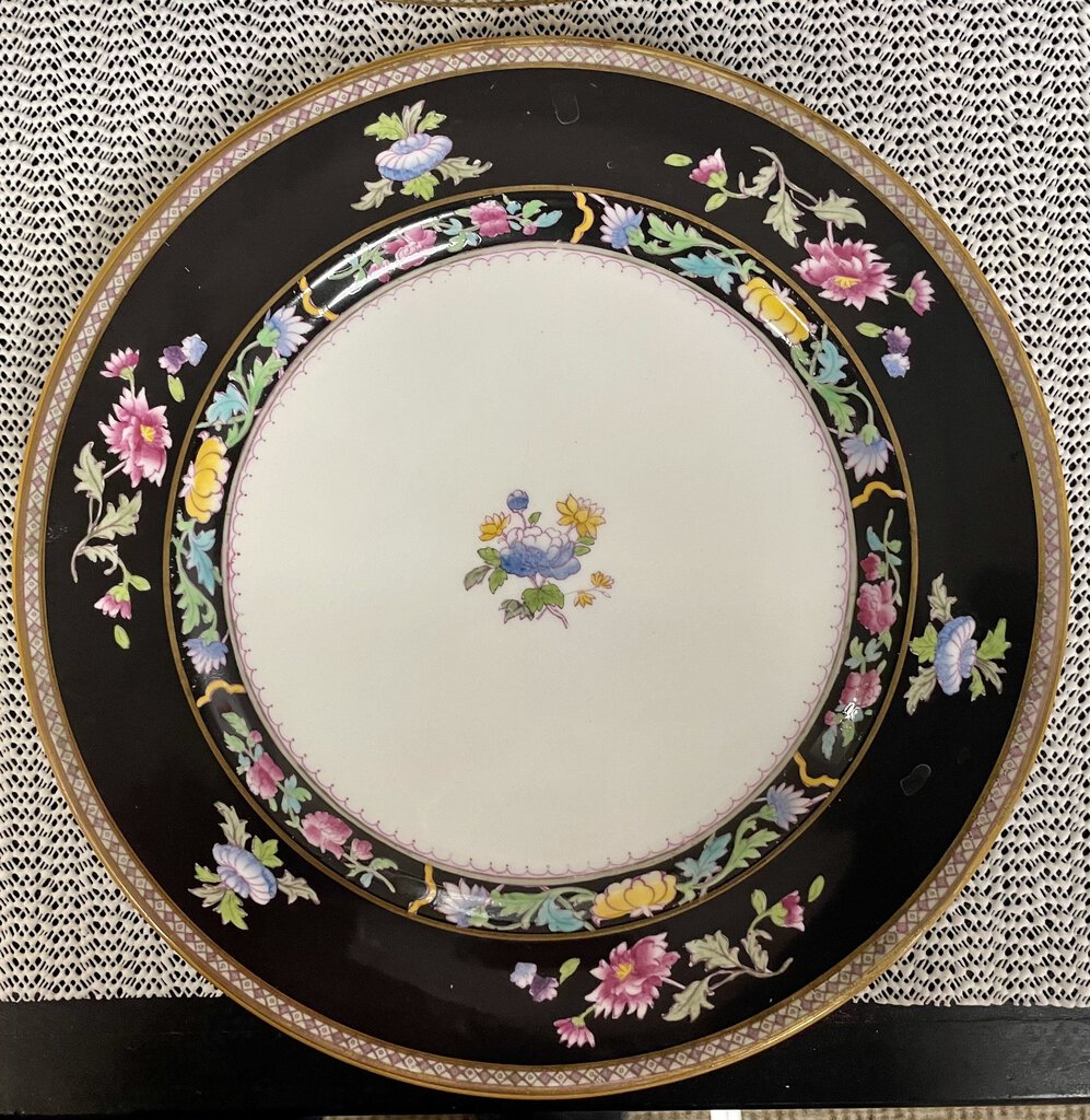 Royal Doulton HB9749 Black Border Floral Plate 10"