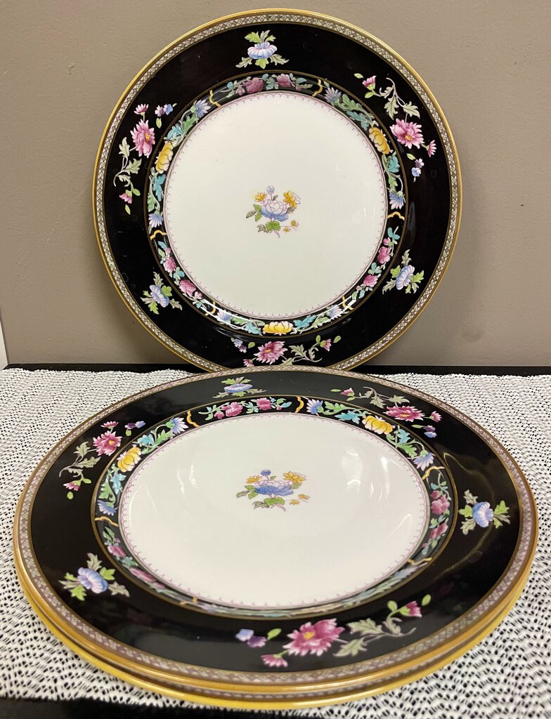 Royal Doulton HB9749 Black Border Floral Plate 10"