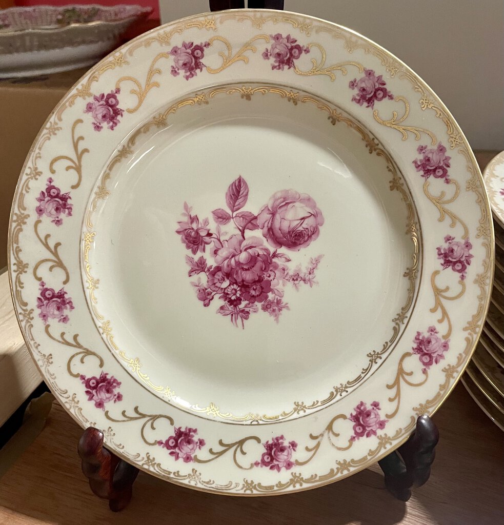 Carl Schumann Porcelain Gilded Rose Bread Plates 6