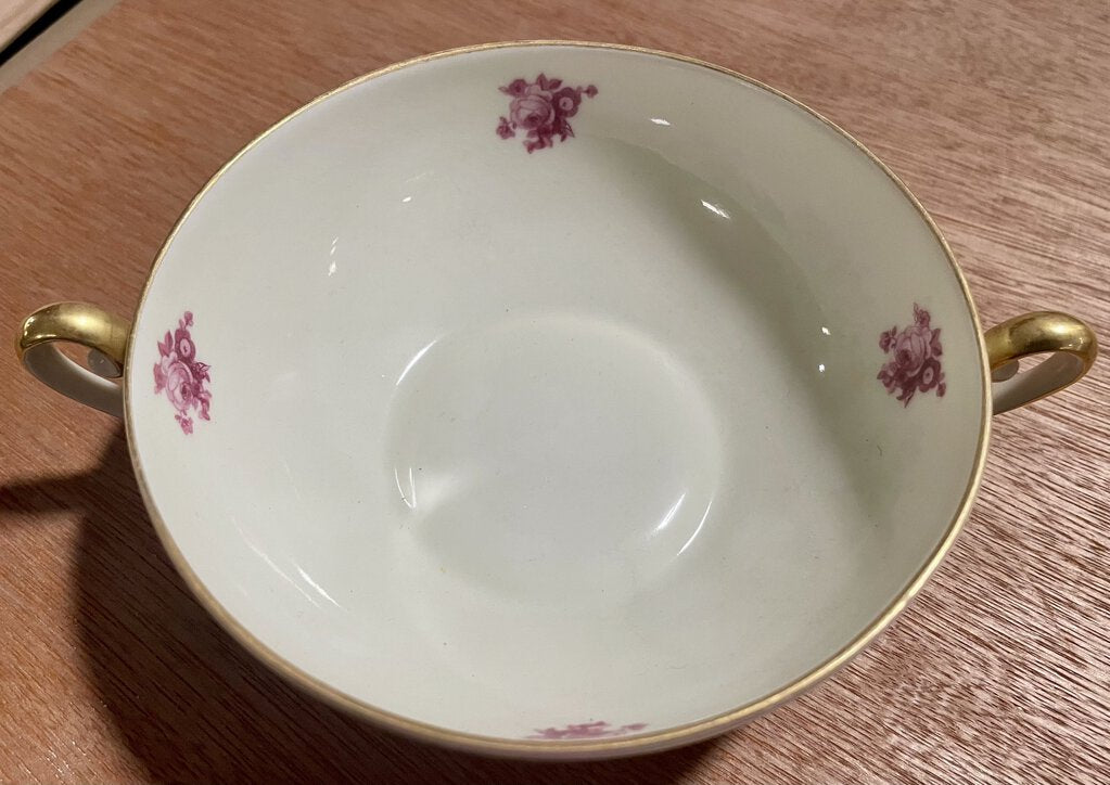 Carl Schumann Gilded Rose Cream Soup Bowl w/ Saucer