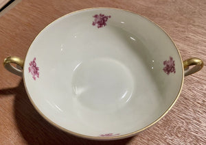 Carl Schumann Gilded Rose Cream Soup Bowl w/ Saucer