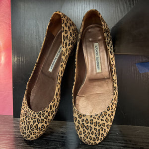 MANOLO BLAHNIK Suede Loafer LEOPARD Sz.38 #750LRT