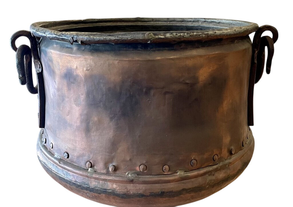 Large Hammered Copper Cauldron Iron Handles by Miss Daisy's Consignment & Auction House