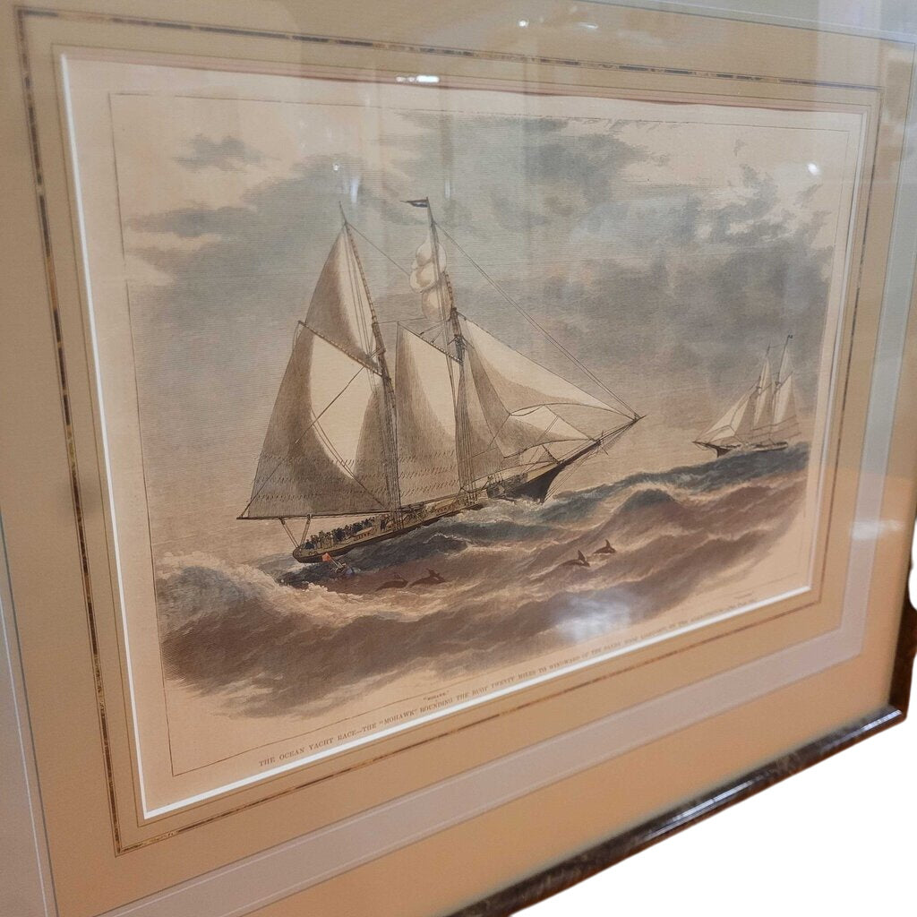 Harpers Weekly Framed "Ocean Yacht Race" Print 23x19 by Miss Daisy's Consignment & Auction House
