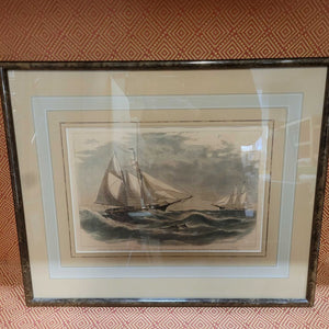 Harpers Weekly Framed "Ocean Yacht Race" Print 23x19