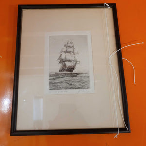Charles Wilson "Sovereign Of the Seas" Signed Pencil Etching 11.5x9