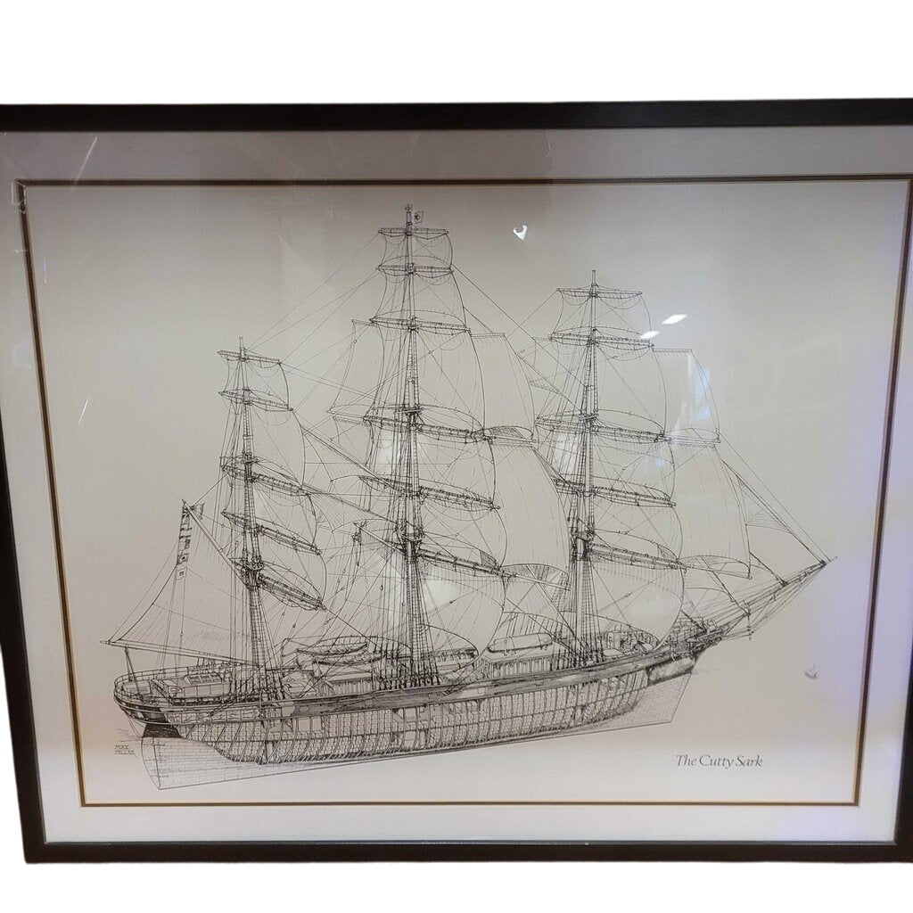 Max Millar "The Cutty Sark" Tallship Vintage Print 31x25 by Miss Daisy's Consignment & Auction House